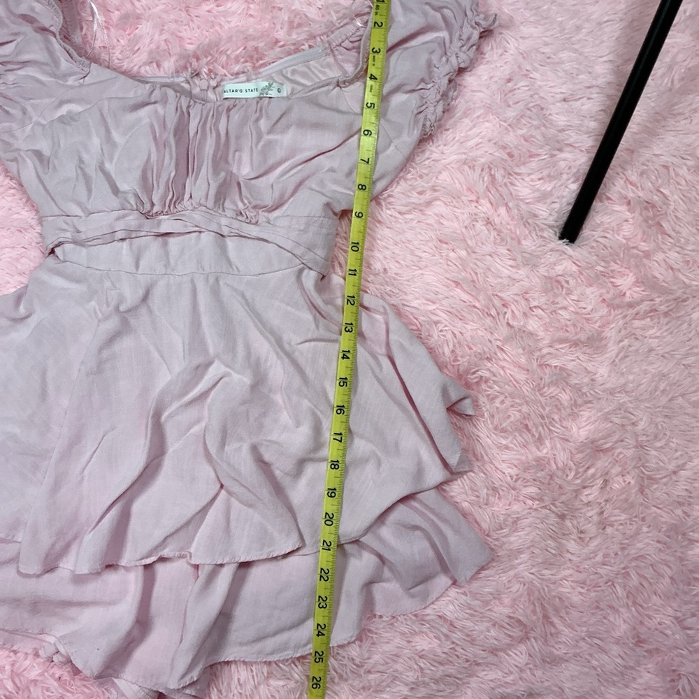 Altar'd State Soft Pink Ruffle Mini romper - Picture 5 of 8